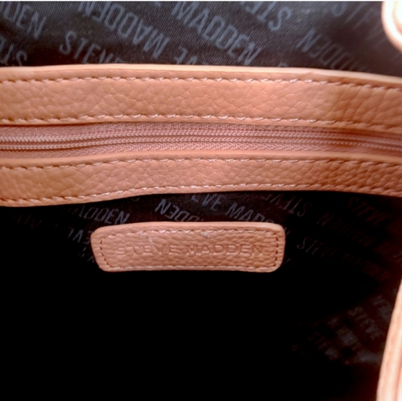 Steve Madden Blush Pink Vegan Leather Drawstring Foldover Backpack Purse Bag - Picture 8 of 12